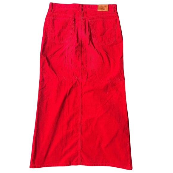 Tommy Hilfiger Dresses & Skirts - Tommy Hilfiger Fine wale red corduroy skirt sz 11 A-line maxi length modest